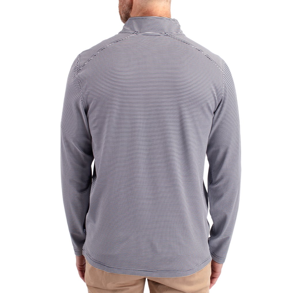  Syracuse Orange Cutter & Buck Virtue Micro Stripe DryTec Quarter-Zip Pullover - Navy